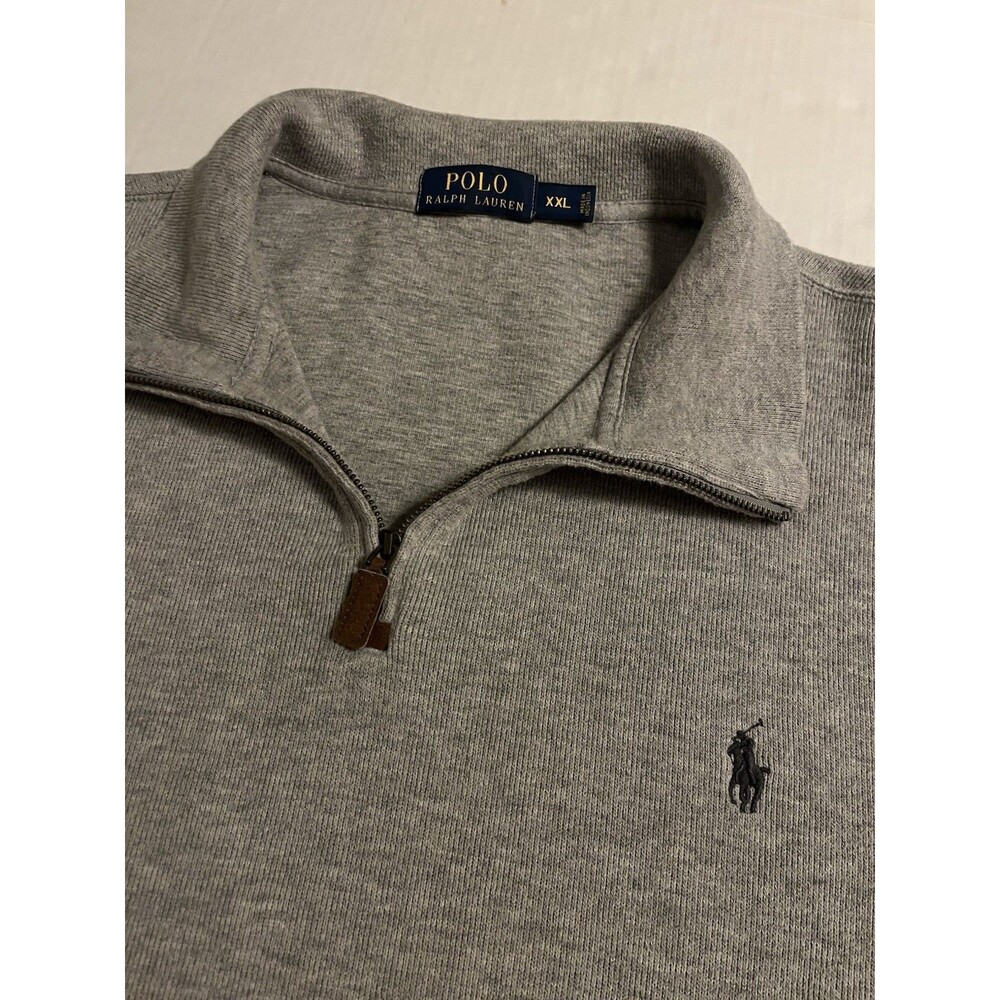 Polo Ralph Lauren 1/4 Zip Long Sleeve Gray Pullover Shirt 2XL XXL Preppy Pony